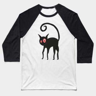 Black cat with orange eyes Baseball T-Shirt